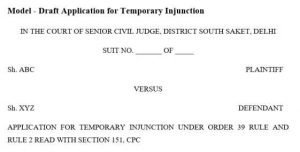 Draft Application for Temporary Injunction